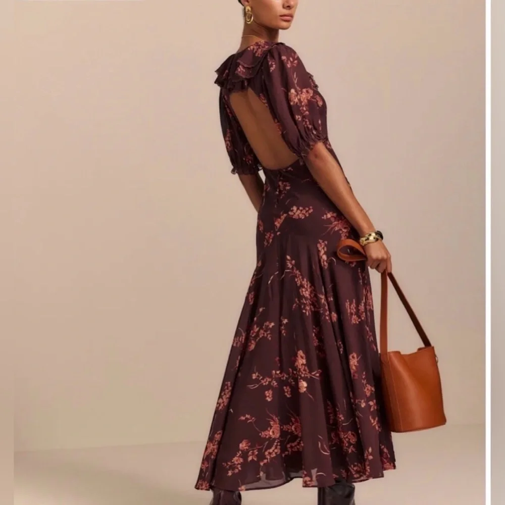 Reformation Brown Floral Midi Dress - Picture 2 of 5